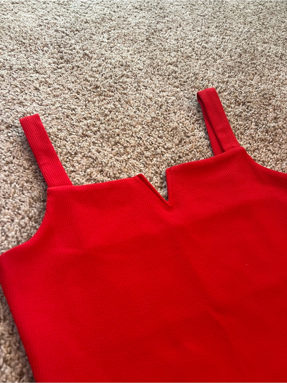 TCEC Red V-Notch Ribbed Bodysuit :M